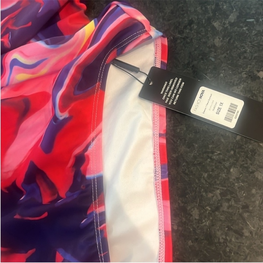 Fashion Nova Pink and Purple Swirl Swimsuit - Picture 4 of 4